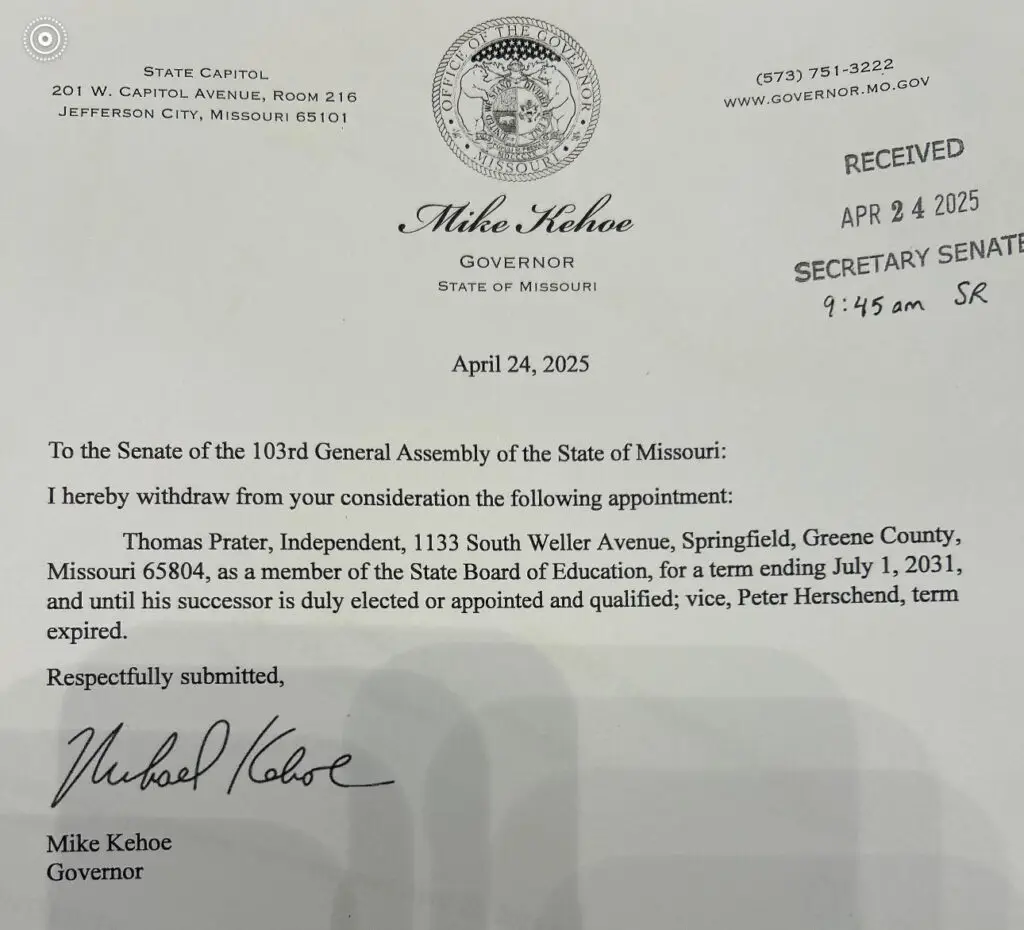 Kehoe withdraws Prater