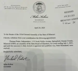 Kehoe withdraws Prater